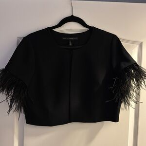 White House Black Market Feather Sleeve cropped jacket